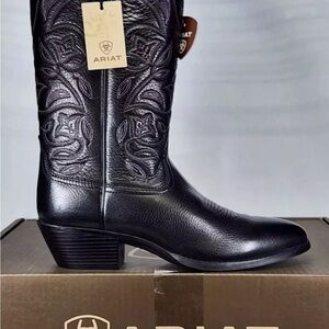 Ariat Ladies Heritage Western Black R Toe Deertan Boot Size 9